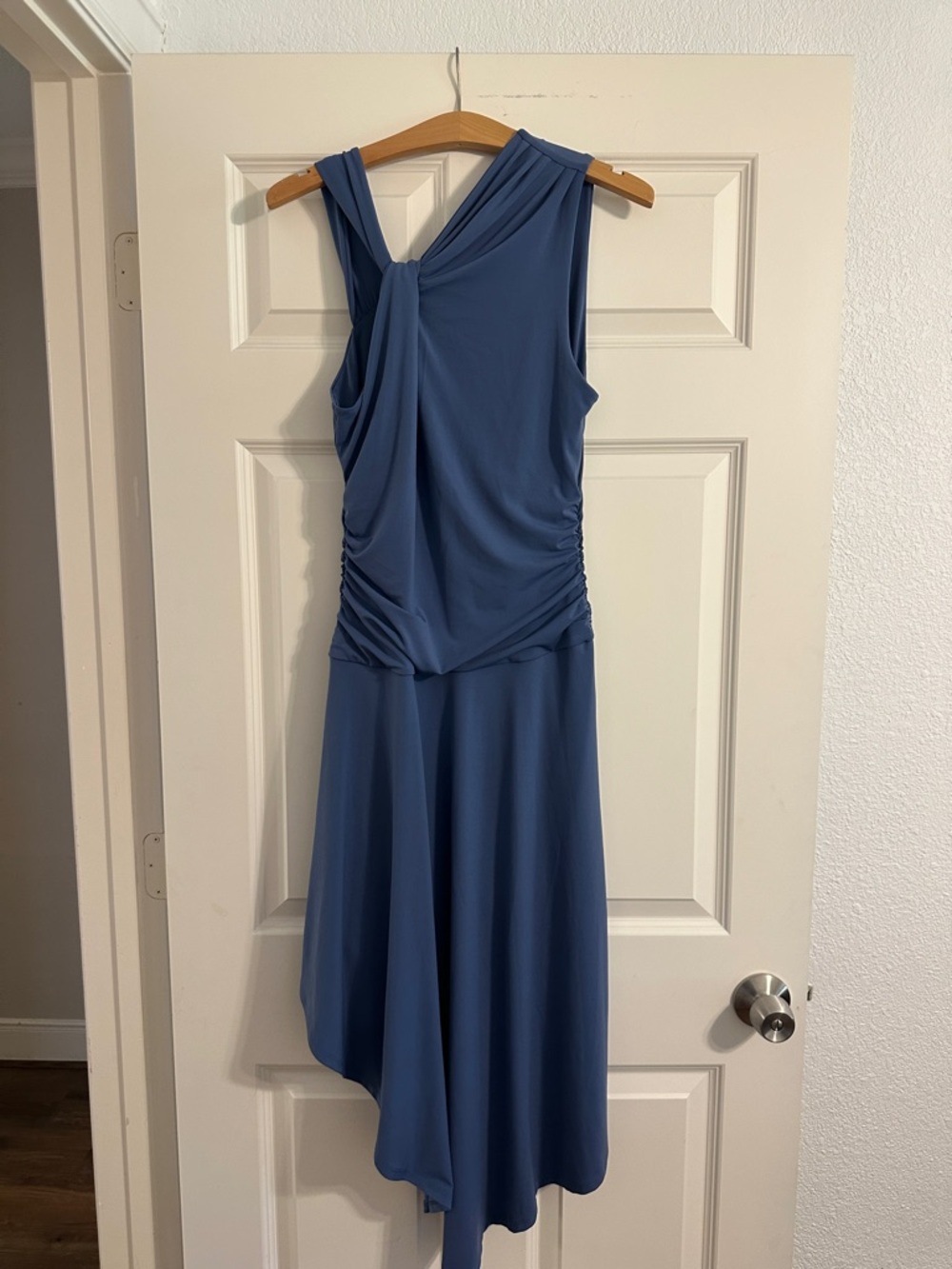 Abercrombie & Fitch Asymmetric One-Shoulder Midi Dress in Slate Blue Size M